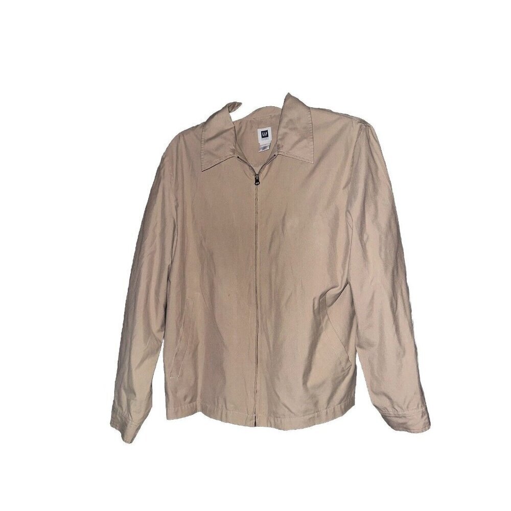 Gap Casual Jacket for Men Full Zip Nylo Khaki Two Zipper Closure Size Medium